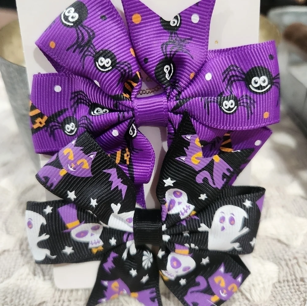 New!  Halloween Hair Bow Clips